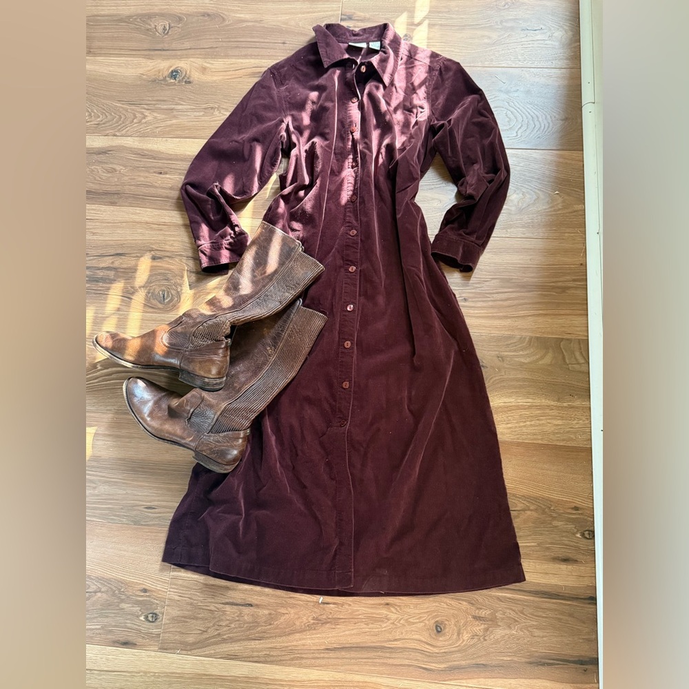 L.L. Bean Vintage button down corduroy dress